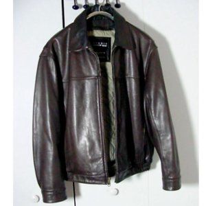 Vtg Wilson's Studio Andrew Marc Brown Leather Moto Bomber Jacket  Sz XL